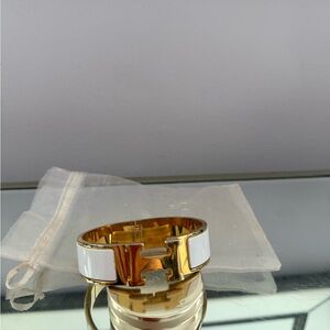 Hermes Gold and White Bangle